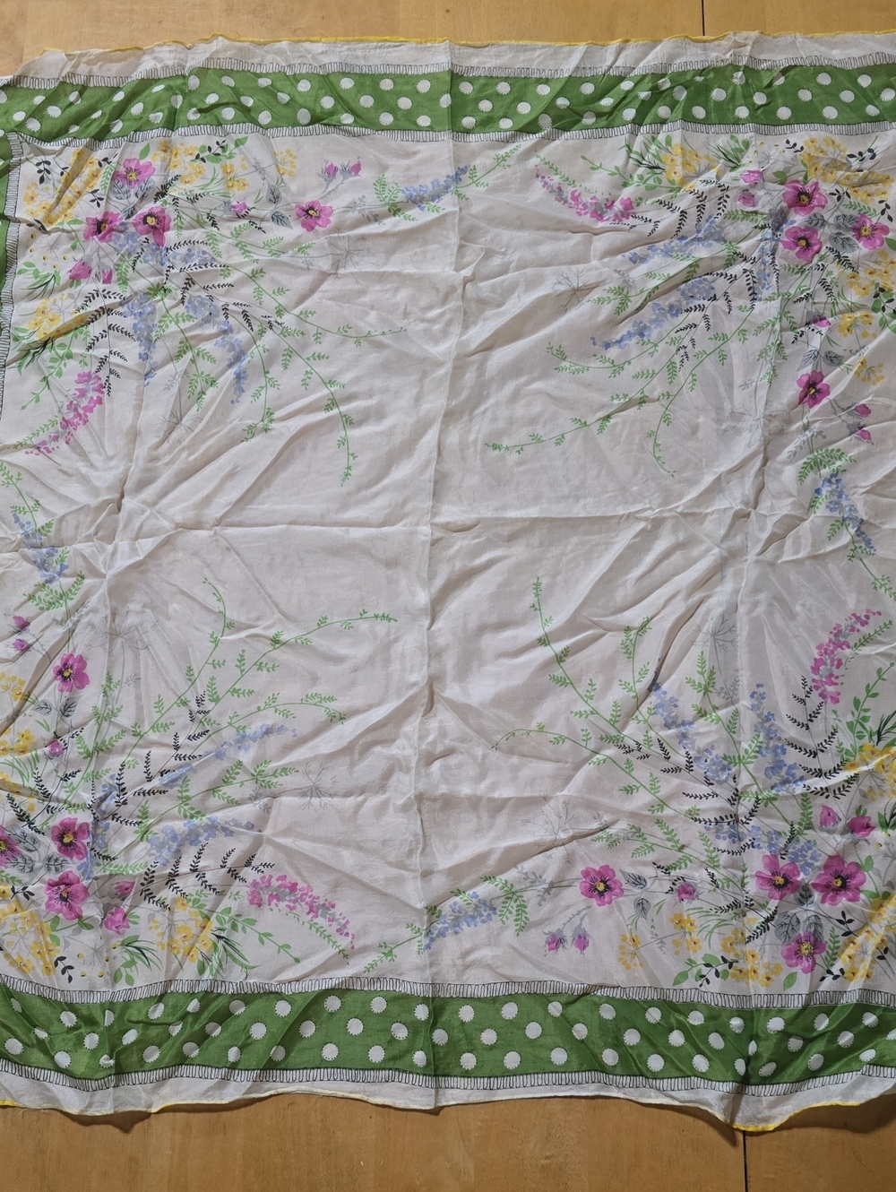 30×30 Square Vintage Japanese Silk Floral Scarf